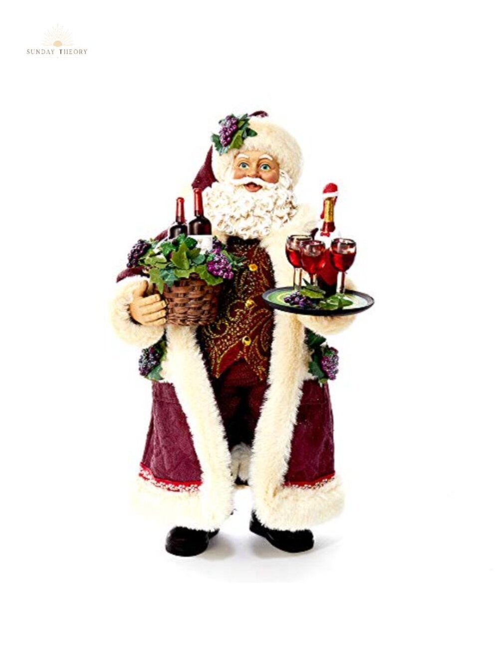 Fabriche Santa Claus Figurine 11.5 Inch Wine Serving Holiday Decor